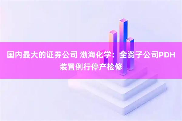 国内最大的证券公司 渤海化学：全资子公司PDH装置例行停产检修
