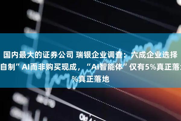 国内最大的证券公司 瑞银企业调查:六成企业选择“自制”AI而非购买现成,“AI智能体”仅有5%真正落地