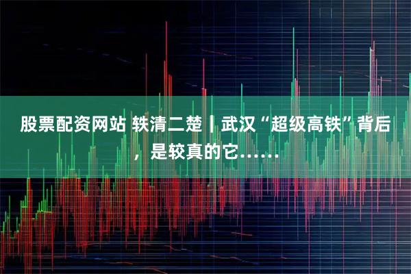 股票配资网站 轶清二楚|武汉“超级高铁”背后,是较真的它……